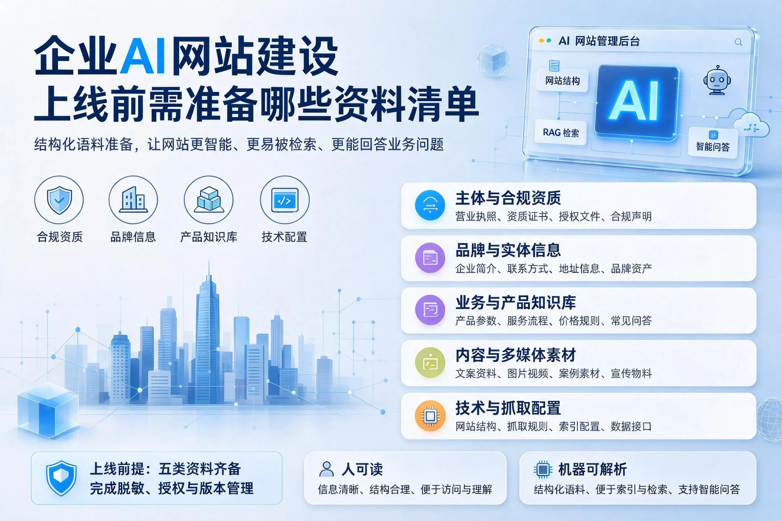 柳州企业AI网站建设上线前需准备哪些资料清单