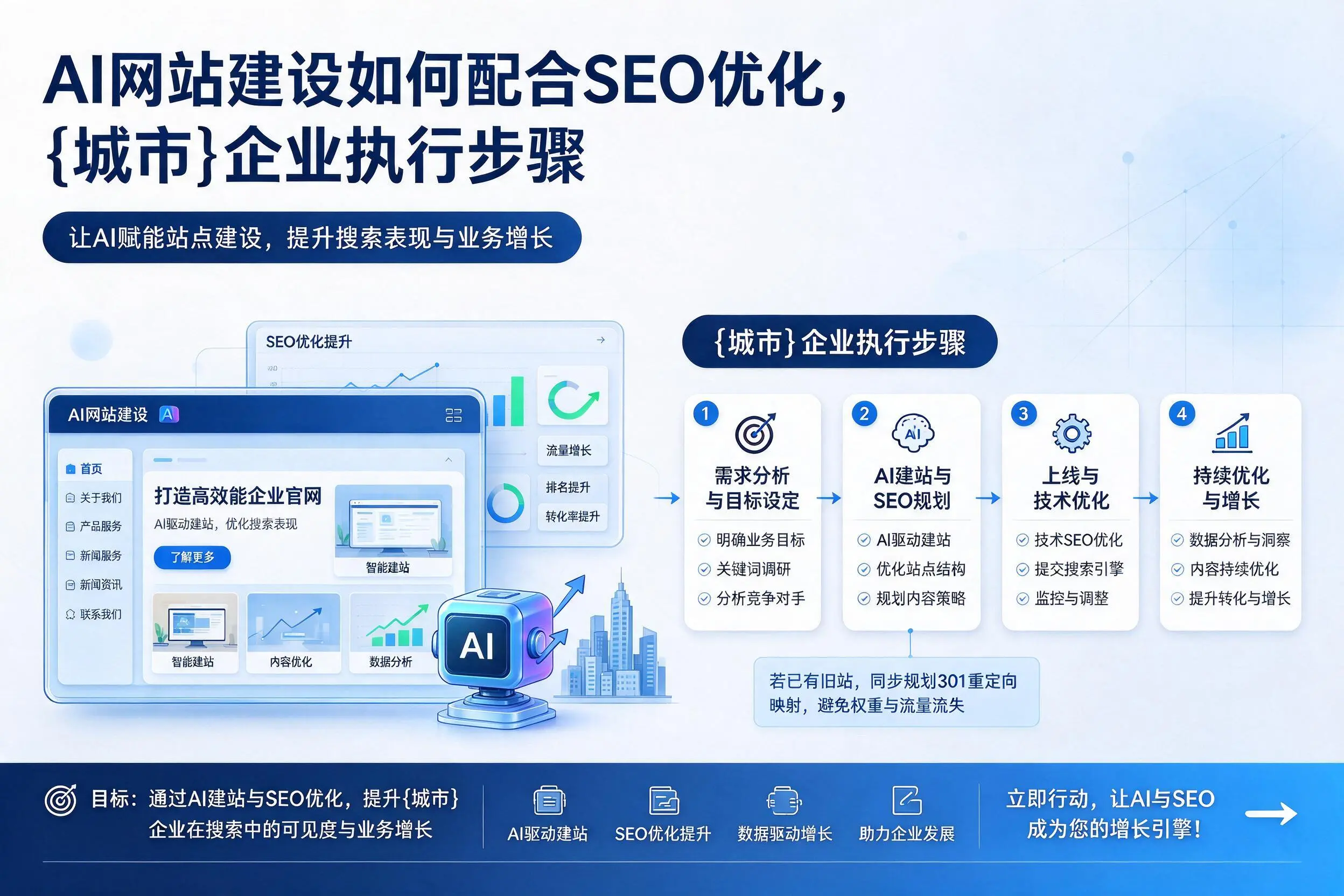 AI网站建设如何配合SEO优化,柳州企业执行步骤