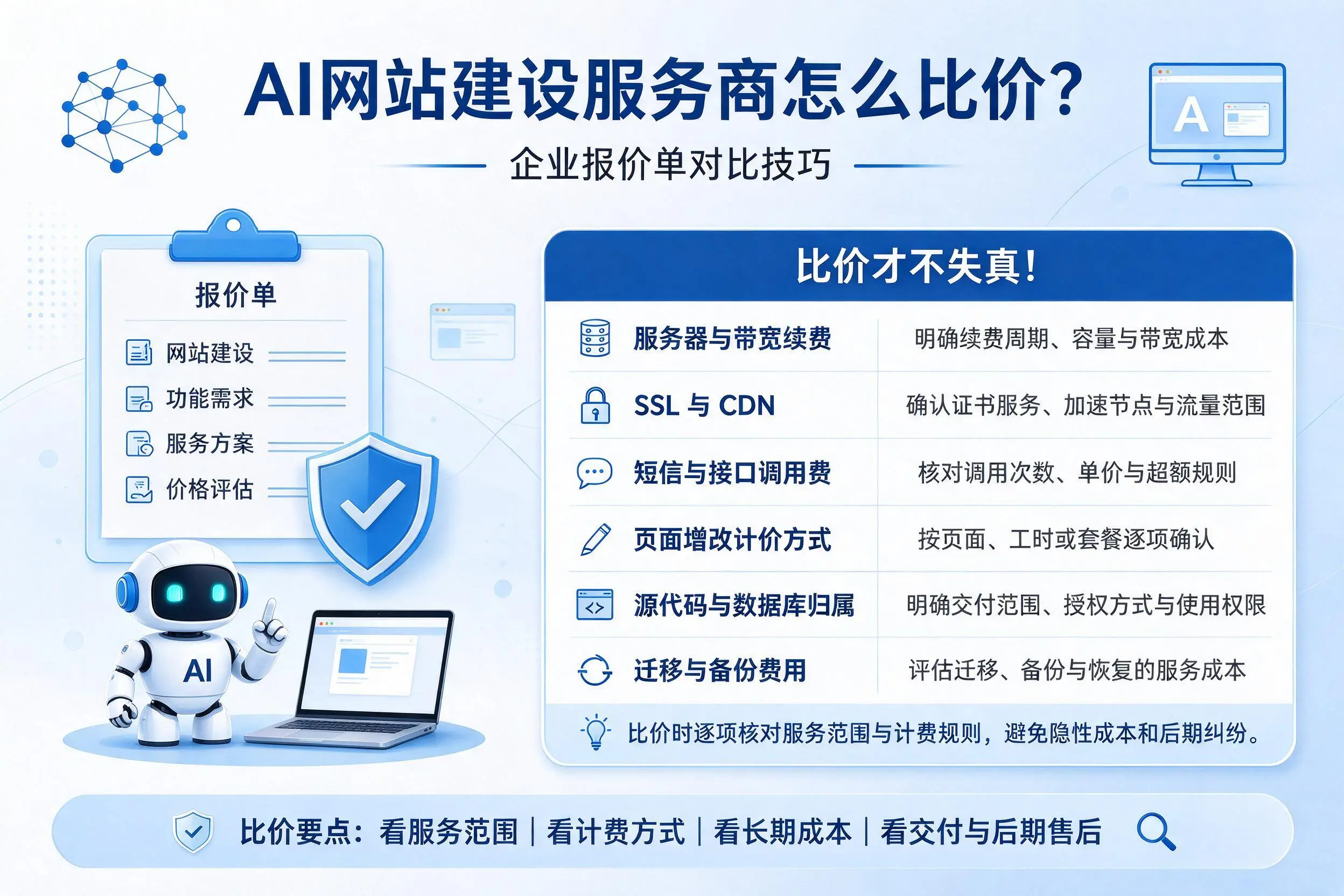 AI网站建设服务商怎么比价？柳州企业报价单对比技巧