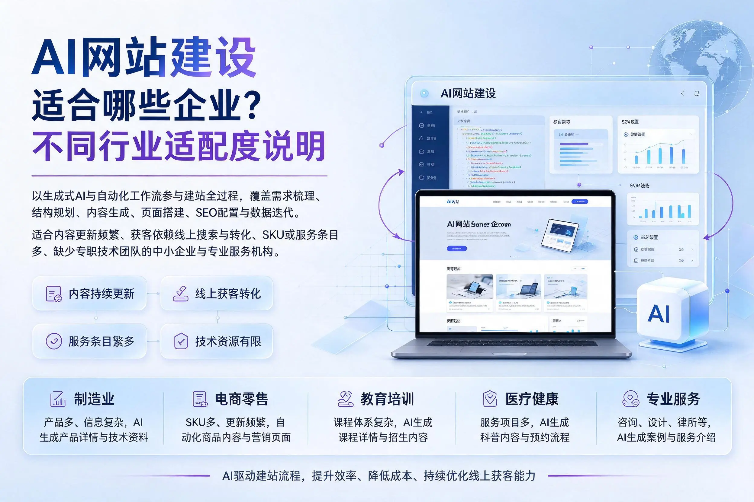 AI网站建设适合哪些企业？柳州不同行业适配度说明